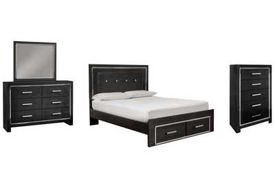 Image for Kaydell Queen Panel Bed with Storage with Mirrored Dresser and Chest