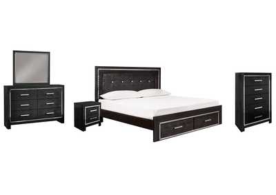 Image for Kaydell King Panel Bed with Storage with Mirrored Dresser, Chest and Nightstand