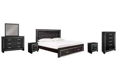 Image for Kaydell King Panel Bed with Storage with Mirrored Dresser, Chest and 2 Nightstands