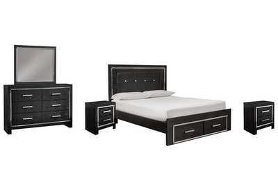 Image for Kaydell Queen Panel Bed with Storage with Mirrored Dresser and 2 Nightstands