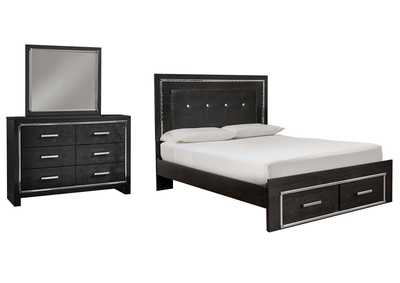 Image for Kaydell Queen Panel Bed with Storage with Mirrored Dresser