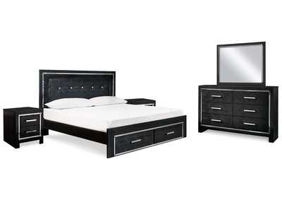 Image for Kaydell King Panel Bed with Storage with Mirrored Dresser and 2 Nightstands