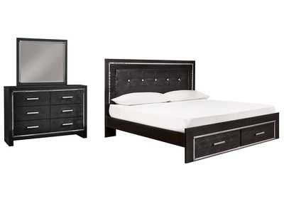 Image for Kaydell King Panel Bed with Storage with Mirrored Dresser