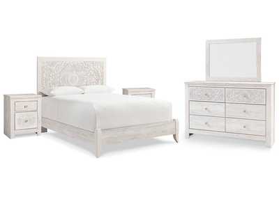 Image for Paxberry Queen Panel Bed with Mirrored Dresser and 2 Nightstands