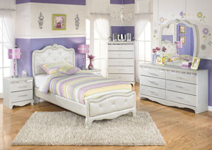 Image for Zarollina Twin Upholstered Bed, Dresser & Mirror