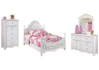 Image for Exquisite Full Poster Bed with Mirrored Dresser and Chest