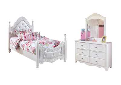 Image for Exquisite Twin Poster Bed with Mirrored Dresser