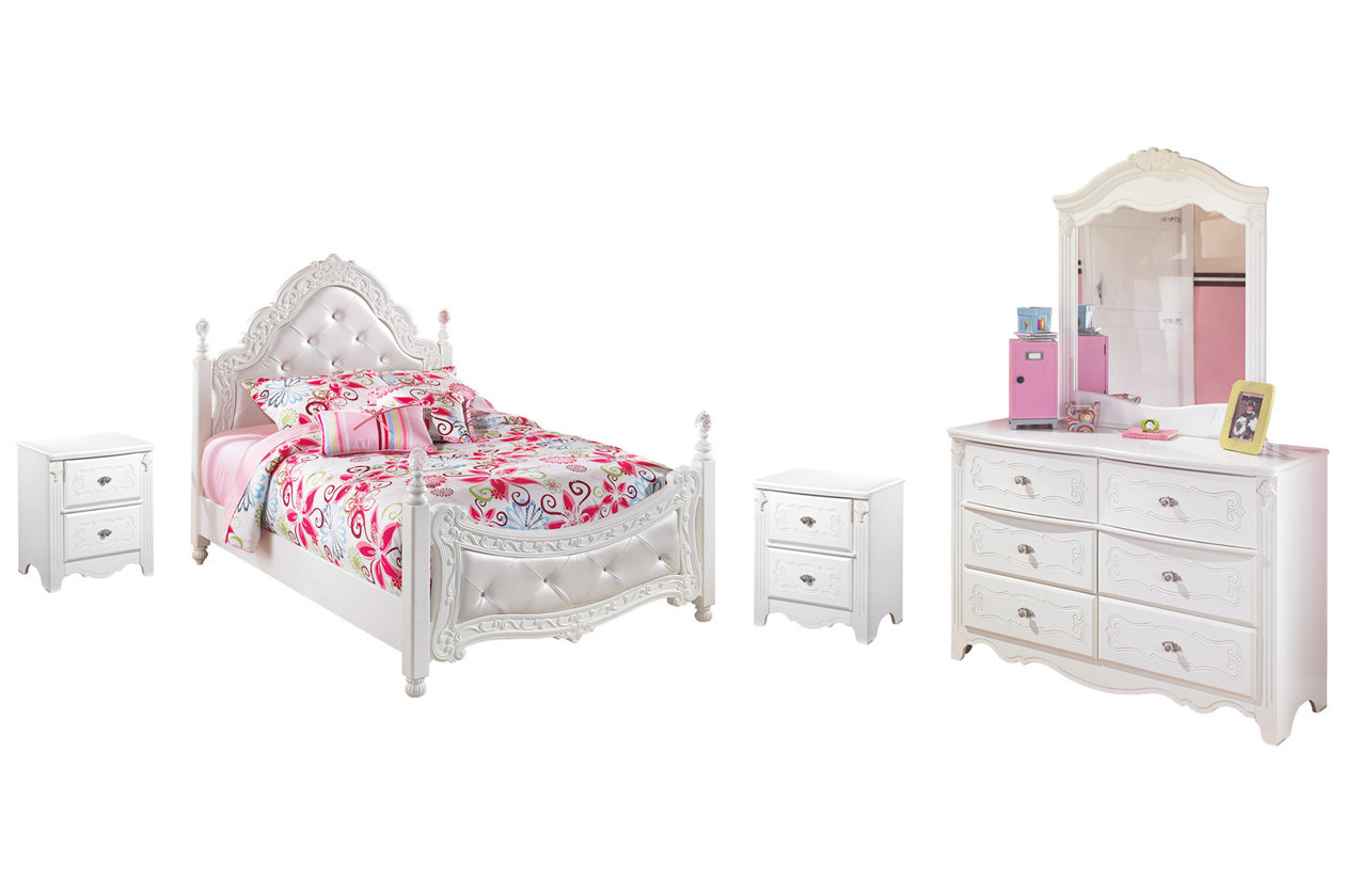 Exquisite Full Poster Bed with Mirrored Dresser and 2 Nightstands,Signature Design By Ashley