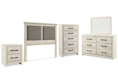 Cambeck Queen Upholstered Panel Headboard with Mirrored Dresser, Chest and Nightstand,Signature Design By Ashley