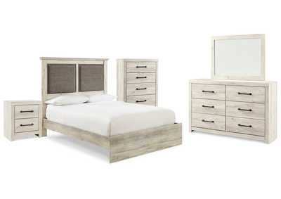 Image for Cambeck Queen Upholstered Panel Bed with Mirrored Dresser, Chest and Nightstand