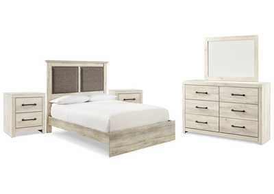 Cambeck Queen Upholstered Panel Bed with Mirrored Dresser and 2 Nightstands,Signature Design By Ashley