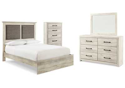 Image for Cambeck King Upholstered Panel Bed with Mirrored Dresser and Chest