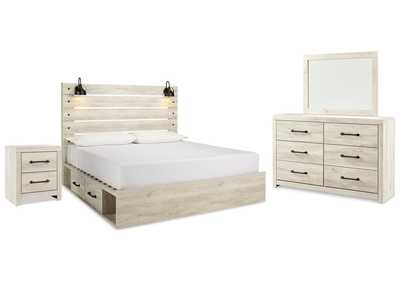 Image for Cambeck King Panel Bed with 2 Storage Drawers with Mirrored Dresser and Nightstand