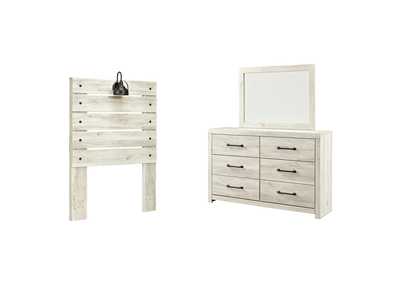 Image for Cambeck Twin Panel Headboard Bed with Mirrored Dresser