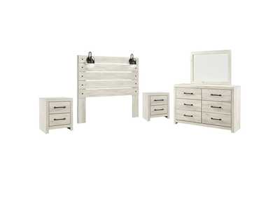 Image for Cambeck Queen Panel Headboard Bed with Mirrored Dresser and 2 Nightstands