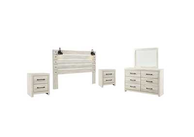 Image for Cambeck King Panel Headboard Bed with Mirrored Dresser and 2 Nightstands