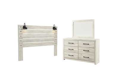Image for Cambeck King Panel Headboard Bed with Mirrored Dresser