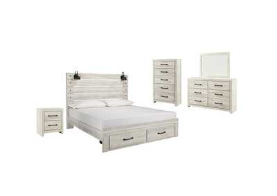 Image for Cambeck King Panel Bed with 2 Storage Drawers with Mirrored Dresser, Chest and Nightstand