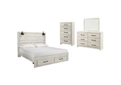Image for Cambeck King Panel Bed with 2 Storage Drawers with Mirrored Dresser and Chest