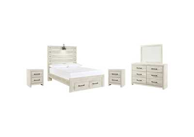 Image for Cambeck Full Panel Bed with 2 Storage Drawers with Mirrored Dresser and 2 Nightstands