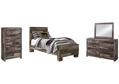 Derekson Twin Panel Bed with Mirrored Dresser and Chest,Benchcraft