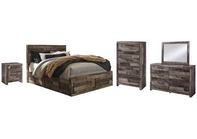 Image for Derekson Queen Panel Bed with 6 Storage Drawers with Mirrored Dresser, Chest and Nightstand