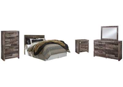 Derekson Queen/Full Panel Headboard Bed with Mirrored Dresser, Chest and Nightstand,Benchcraft