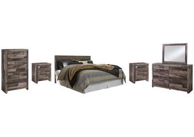 Derekson King Panel Headboard Bed with Mirrored Dresser, Chest and 2 Nightstands,Benchcraft