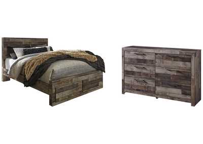 Derekson Queen Panel Bed with 2 Storage Drawers with Dresser,Benchcraft
