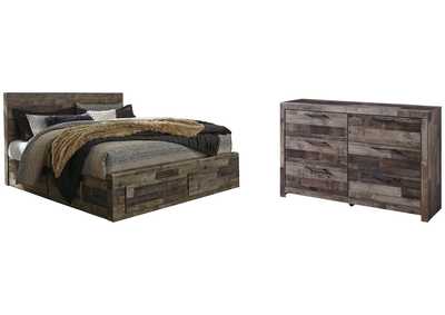 Derekson King Panel Bed with 4 Storage Drawers with Dresser,Benchcraft