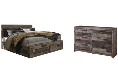 Derekson King Panel Bed with 6 Storage Drawers with Dresser,Benchcraft
