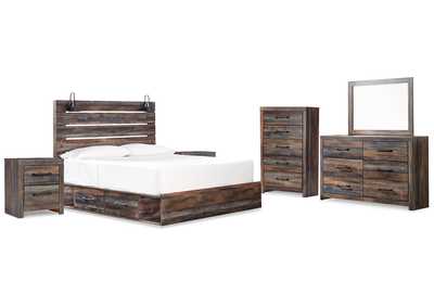 Image for Drystan King Panel Bed with Storage, Dresser, Mirror, Chest and 2 Nightstands