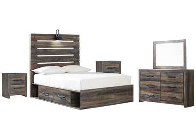 Drystan Full Panel Bed with 2 Storage Drawers with Mirrored Dresser and 2 Nightstands,Signature Design By Ashley