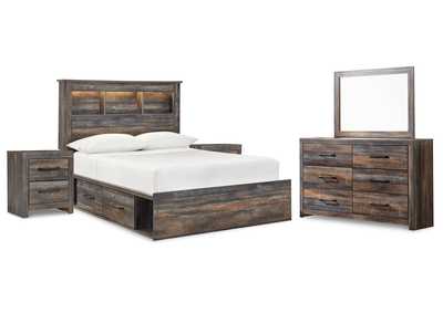 Drystan Full Bookcase Bed with 4 Storage Drawers with Mirrored Dresser and 2 Nightstands,Signature Design By Ashley