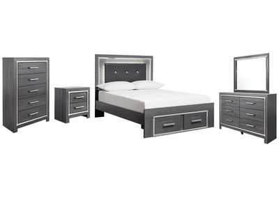 Image for Lodanna Full Panel Bed with 2 Storage Drawers with Mirrored Dresser, Chest and Nightstand