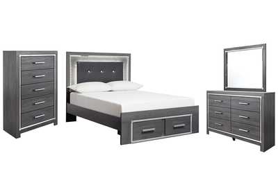 Image for Lodanna Full Panel Bed with 2 Storage Drawers with Mirrored Dresser and Chest