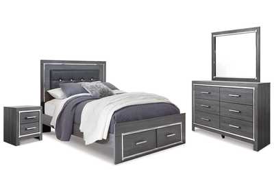 Lodanna Queen Panel Storage Bed with Mirrored Dresser and Nightstand