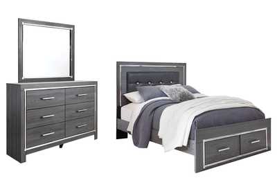 Image for Lodanna Queen Panel Bed with 2 Storage Drawers with Mirrored Dresser