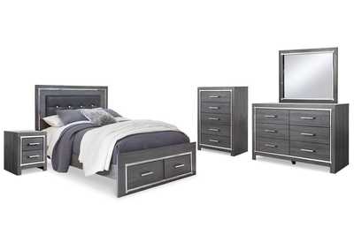 Image for Lodanna Queen Panel Bed with 2 Storage Drawers with Mirrored Dresser, Chest and Nightstand