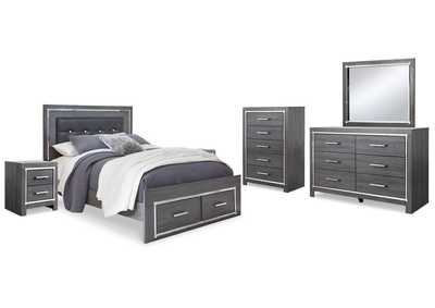 Image for Lodanna Queen Panel Bed with 2 Storage Drawers with Mirrored Dresser, Chest and 2 Nightstands