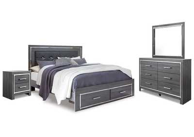 Image for Lodanna King Panel Storage Bed with Mirrored Dresser and Nightstand