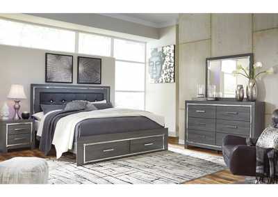 Lodanna King Panel Bed with 2 Storage Drawers with Mirrored Dresser and Chest,Signature Design By Ashley