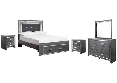 Image for Lodanna Full Panel Bed with 2 Storage Drawers with Mirrored Dresser and 2 Nightstands
