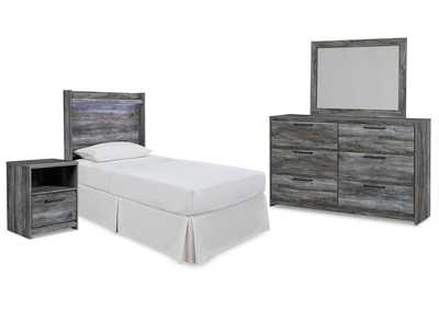 Image for Baystorm Twin Panel Headboard with Mirrored Dresser and Nightstand