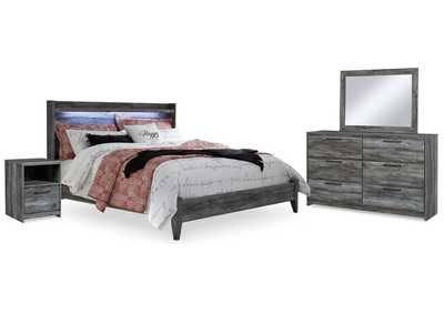 Baystorm King Panel Bed with Mirrored Dresser and Nightstand,Signature Design By Ashley