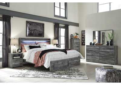 Image for Baystorm Gray Queen Platform Storage Bed w/Dresser, Mirror, Drawer Chest and Nightstand