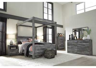 Image for Baystorm Gray Queen Canopy Bed w/Dresser, Mirror, Drawer Chest and Nightstand