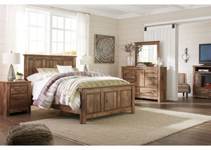 Image for Blaneville Brown Queen Panel Bed w/Dresser, Mirror, Drawer Chest and Nightstand