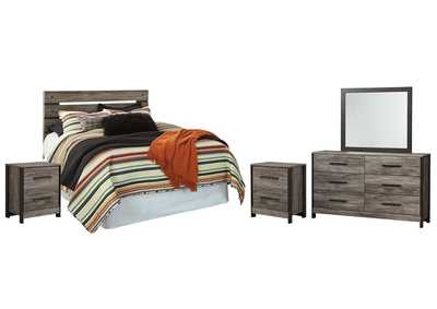 Image for Cazenfeld Queen Panel Headboard Bed with Mirrored Dresser and 2 Nightstands