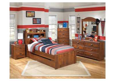 Image for Barchan Twin Bookcase Bed w/ Trundle, Dresser Mirror & Night Stand